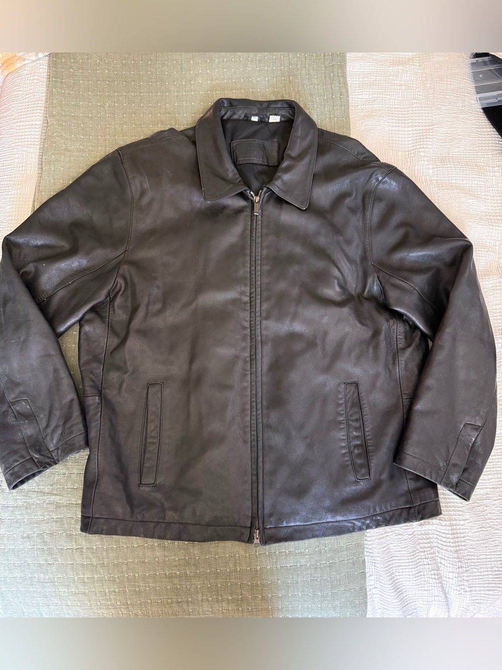 Alfani Men’s Genuine Leather Full-Zip Coat Jacket - Size XL